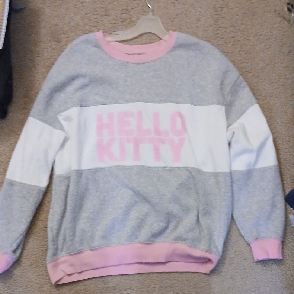 Hello Kitty Gray and Pink Crew Neck Sweater